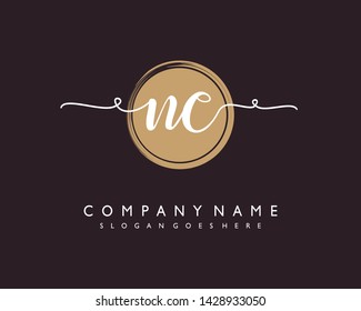 initials letter NC handwriting logo vector template