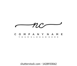 initials letter NC handwriting logo vector template