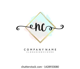 initials letter NC handwriting logo vector template