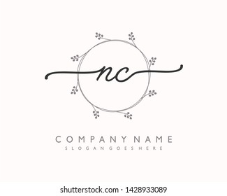 initials letter NC handwriting logo vector template