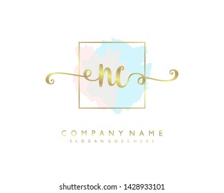 initials letter NC handwriting logo vector template