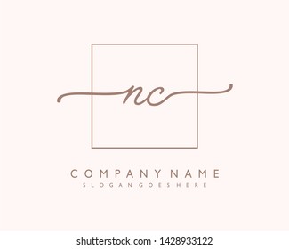 initials letter NC handwriting logo vector template
