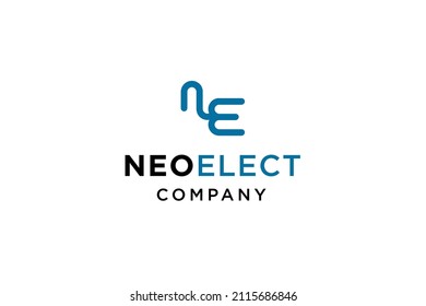 Letra inicial NE ilustración vectorial de diseño de logotipo eléctrico.