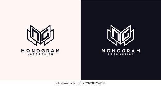 Initials letter NG book study monogram icon line art design vector illustration