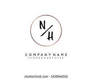 initials letter NH handwriting logo vector template