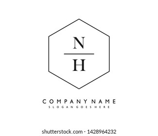 initials letter NH handwriting logo vector template