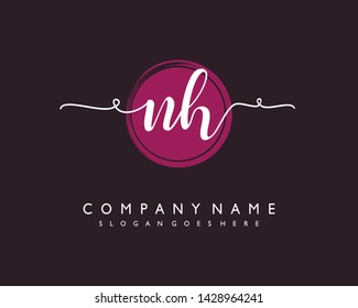 initials letter NH handwriting logo vector template