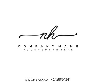 initials letter NH handwriting logo vector template