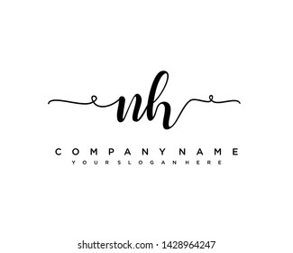 initials letter NH handwriting logo vector template