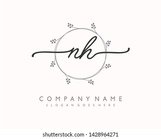 initials letter NH handwriting logo vector template