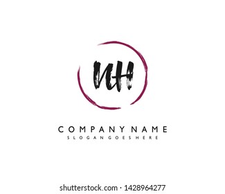initials letter NH handwriting logo vector template