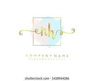 initials letter NH handwriting logo vector template