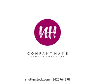 initials letter NH handwriting logo vector template