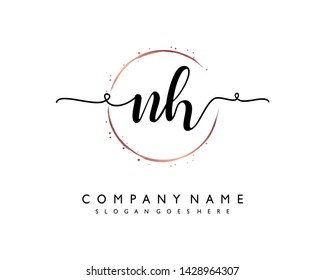 initials letter NH handwriting logo vector template