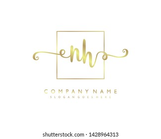 initials letter NH handwriting logo vector template