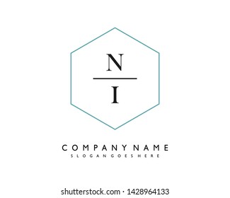initials letter NI handwriting logo vector template