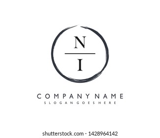 initials letter NI handwriting logo vector template