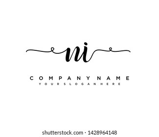 initials letter NI handwriting logo vector template