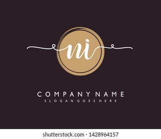 initials letter NI handwriting logo vector template