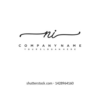 initials letter NI handwriting logo vector template