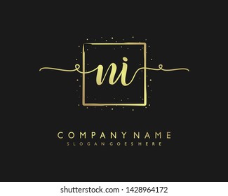 initials letter NI handwriting logo vector template