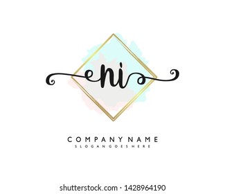 initials letter NI handwriting logo vector template