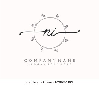 initials letter NI handwriting logo vector template