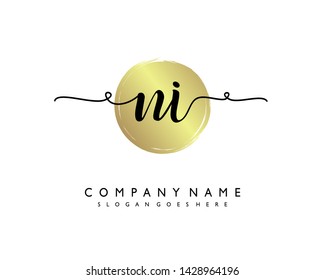initials letter NI handwriting logo vector template