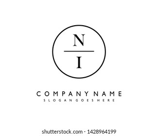 initials letter NI handwriting logo vector template