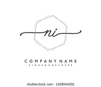 initials letter NI handwriting logo vector template