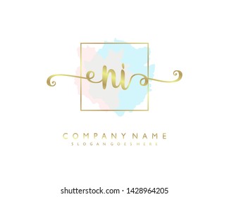 initials letter NI handwriting logo vector template