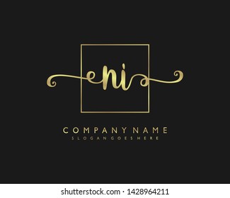 initials letter NI handwriting logo vector template