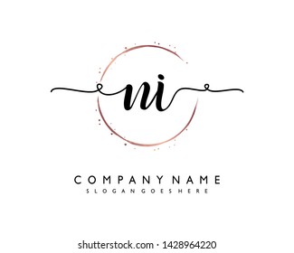initials letter NI handwriting logo vector template