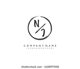 initials letter NJ handwriting logo vector template