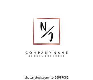 initials letter NJ handwriting logo vector template