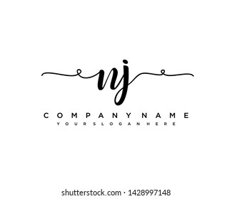 initials letter NJ handwriting logo vector template