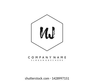 initials letter NJ handwriting logo vector template