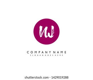initials letter NJ handwriting logo vector template