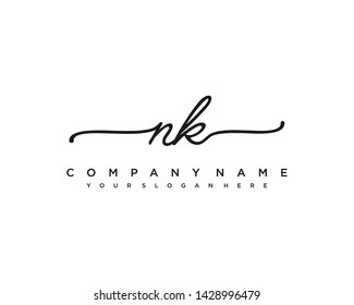 initials letter NK handwriting logo vector template