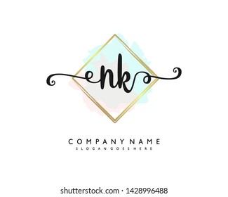 initials letter NK handwriting logo vector template