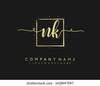 initials letter NK handwriting logo vector template