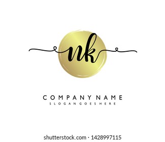 initials letter NK handwriting logo vector template