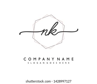 initials letter NK handwriting logo vector template