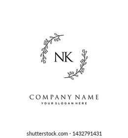 initials letter NK handwriting logo vector template