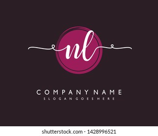 initials letter NL handwriting logo vector template