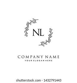 initials letter NL handwriting logo vector template
