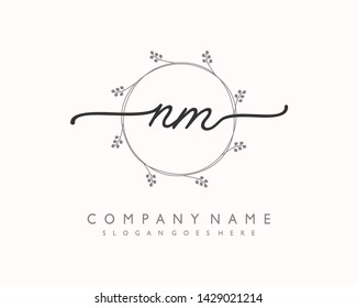 initials letter NM handwriting logo vector template