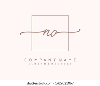 initials letter NO handwriting logo vector template