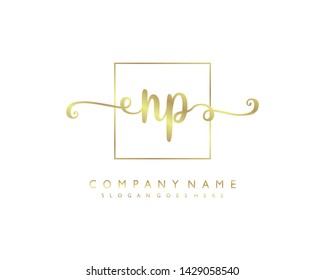 initials letter NP handwriting logo vector template