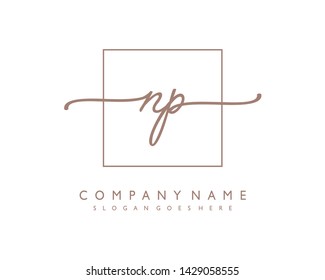 initials letter NP handwriting logo vector template